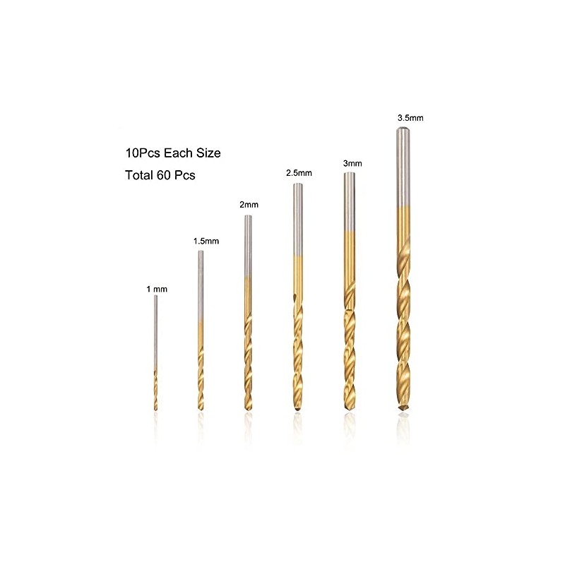 Drill Bit Set, Vidillo 60pcs Titanium Twist Drill Accessories Tool