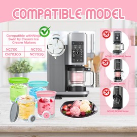 Creami Pint Containers Replacement for Ninja Swirl Ice Cream & Soft Serve Makers, Dishwasher Safe Ninja Creami Accessories 16 oz Containers for Ninja Swirl NC700UK (Blue + Pink)