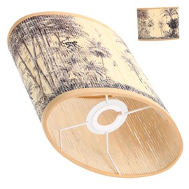 OSALADI Bamboo Lampshade Lamp Shade Oval Pendant Light Shade Chandelier Lampshade Bedside Table Lamps Lamp Cover Small Rattan Chandelier Lamp Accessory Desk Lamp Basket E14 Bamboo Weaving
