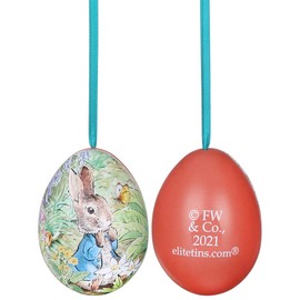Crafty Capers Set of Four | Cute Peter Rabbit Two-Part Hanging Tinware Egg | Fillable Easter Egg