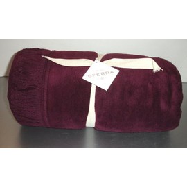 Sferra Plush Blanket Throw Fringed Edge Merlot New