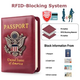FACATH Premium Passport Holder for Travel, RFID Blocking Passport Cover Slim, Durable & Travel-Friendly, Passport Wallet Keep Your Documents Safe & Organized (Wine Red)