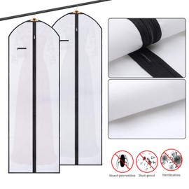 Pwsap Set of 2 Garment Bags, Suit Long, 180 x 60 cm, White, Anti-Dust Wedding Dress, Garment Bag, Screen Protector, Cover, Suit Bag, Evening Dress, Wedding Dress, Coats, Suit Bag