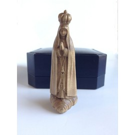 The top brand of Maria Statues, founded in 100 years, Maria Statue, Fatima, Mini Wood Carving, Dark Brown NS, Height 2.8 inches (7 cm), With Luxury Case [Italy]