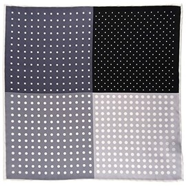 TigerTie Multi Pocket Square in Anthracite Grey Silver Black White Polka Dots 100% Silk, Anthracite, grey, silver, black, white