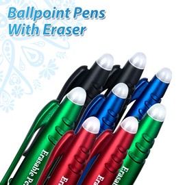 KERIFI Erasable Ballpoint Pen, Rollerball Pen, 8 Erasable Rollerball Pens, 0.7 mm Erasable Ballpoint Pens, Erasable Pens