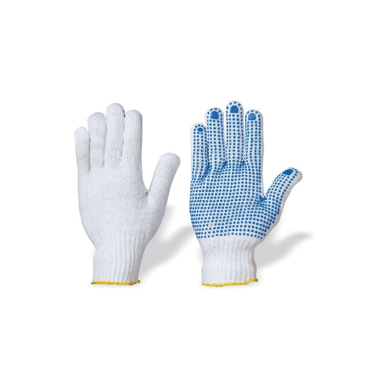 Polyester Knit Gloves with PVC Dots, White