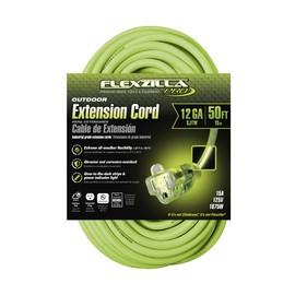 Flexzilla Pro Extension Cord, 12/3 AWG SJTW, 50 ft., Lighted Plug, Indoor/Outdoor, ZillaGreen - FZ512830