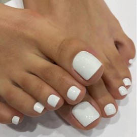 Uñas Postizas de Color Blanco Marfil Sólido para Mujer, Uñas Postizas Brillantes, Uñas Acrílicas Cortas Cuadradas, Uñas Blancas Reutilizables para Peg