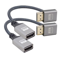 RIIEYOCA 90 Degree Up Angle UHD 4K HDMI to HDMI Braided Cable 0.56ft,18Gbps High Speed 2.0 Braided Cable, Supports 4K@60Hz,1080p,HDCP 2.2,ARC,3D(2Pack)