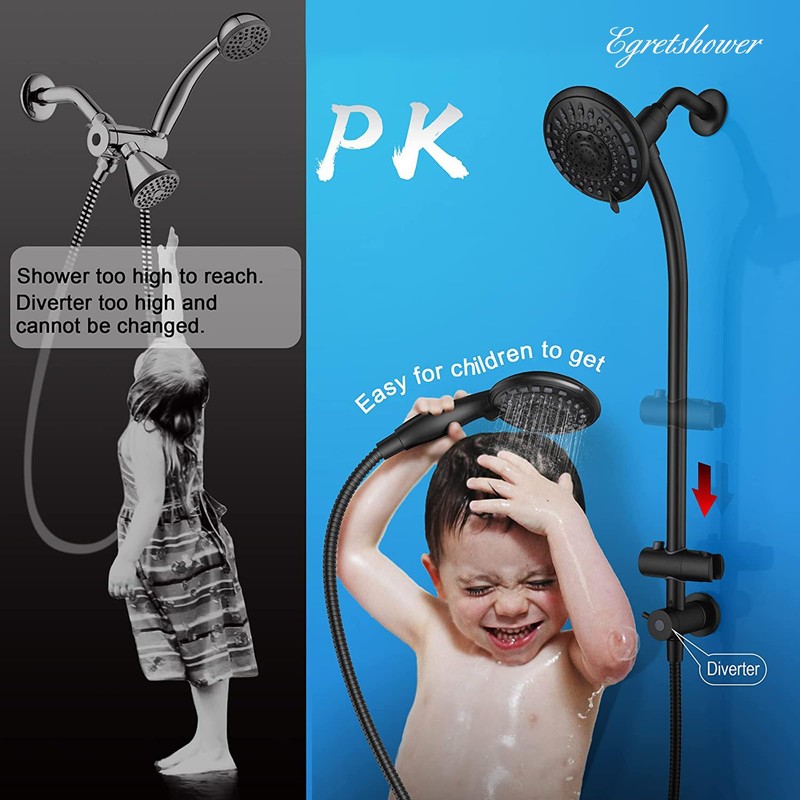 Egretshower Handheld Showerhead & Rain Shower Combo for Easy Reach,