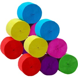 Crepe Paper BetterJonny 12 Rolls Crepe Paper Streamer Roll Hanging Party Decorations Theme Party Streamer Birthday Party Wedding Decoration(6 Colors)
