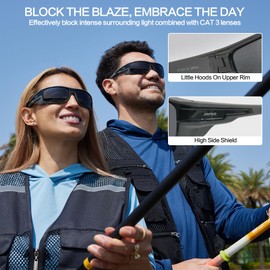 Jefoo Polarized Fishing Sunglasses for Men Women Water Repellent Wrap Around Sports Sunglasses UV400 Protection