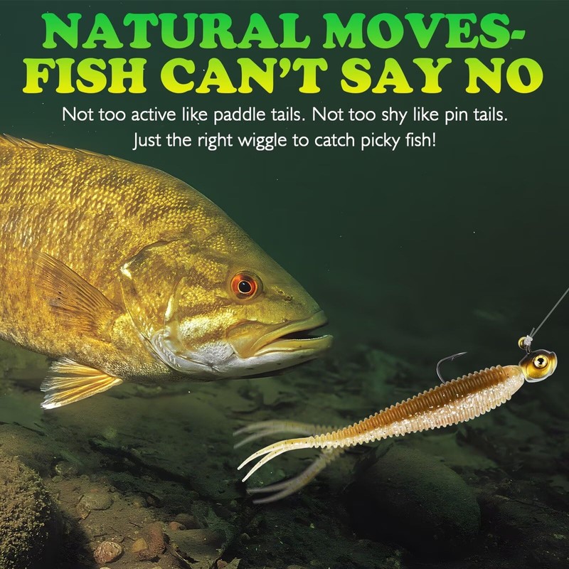 LUCKYFISHING Soft Plastic Baits Forked Tail Fishing Soft Bait for