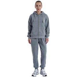 LeeHanTon Jogging Suits for Women Warm Up Sherpa Lined Outfit 2 Pieces Zipper Hoodie and Pants Athletic Track Suit