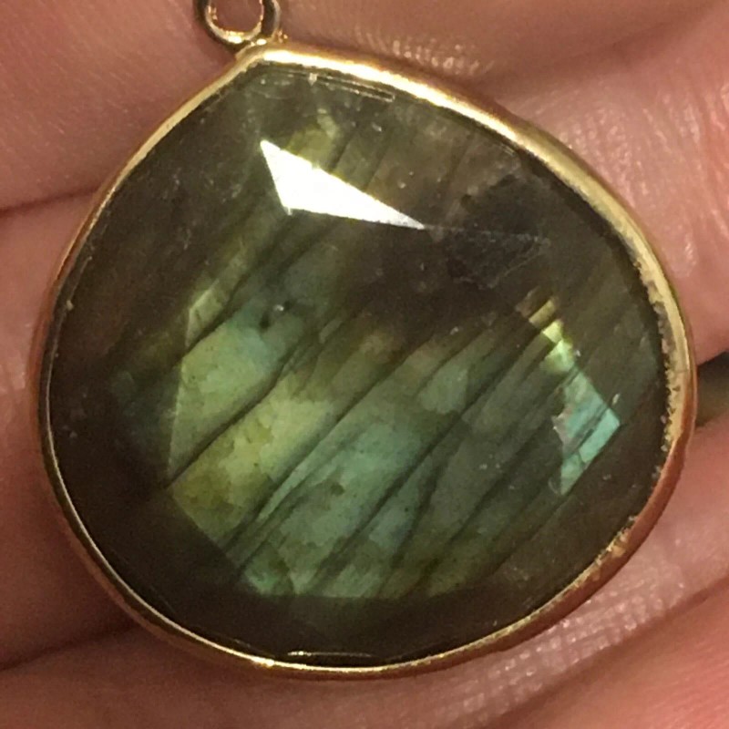 labradorite double sided elegant cut pendant