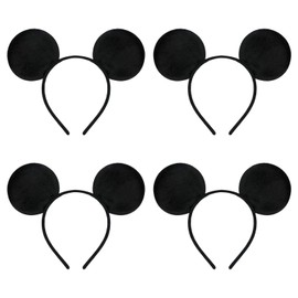 UILYNIU Pack of 4 Mouse Ear Headband Mouse Ears Headband Novelty Accessories Holiday Party Birthday Party Cosplay Accessories for Adults Children (Black)