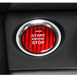 HIBEYO Car Engine Start Button Cover Sticker Fits Mazda CX-3 CX-4 CX-5 CX-8 MX-5 AXELA ATENZA Carbon Fibre Push Start Protective Case Ignition Key Start Stop Button Car Interior Accessories Red