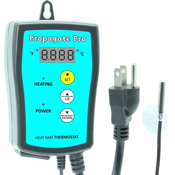 Plug in 1000 Watt Heating Thermostat Outlet 34-108°F by Propagate Pro 110V, 120V Heat Mat Heater Pad Temperature Controller for Starting Seeds, Reptiles, Egg Incubation + Beer Brewing/Wine Making