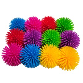 Zugar Land Colorful Hedge Ball Pencil Tops (12 Pack) 1.5". Fidget Fun. Spike Balls. Home School Work Incentive.