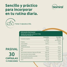 Pasiflora Valeriana Gaba B6 Pasival Biomiral 30 Cáps Pack X2