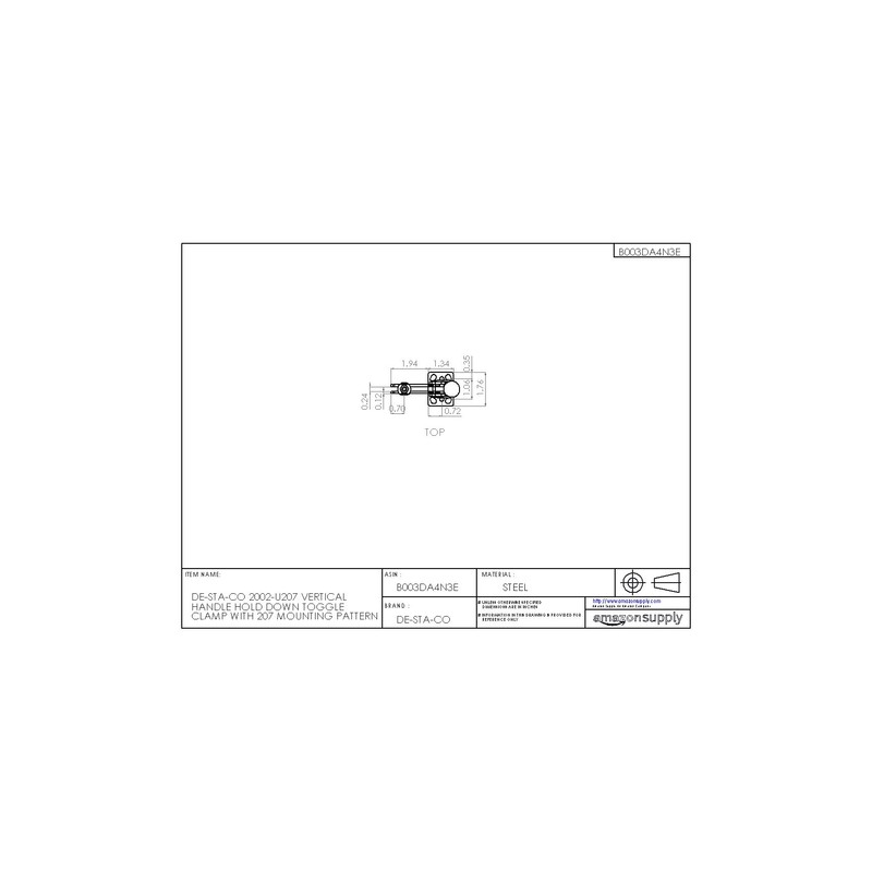 DE-STA-CO 2002-U207 Vertical Handle Hold Down Toggle Clamp With 207