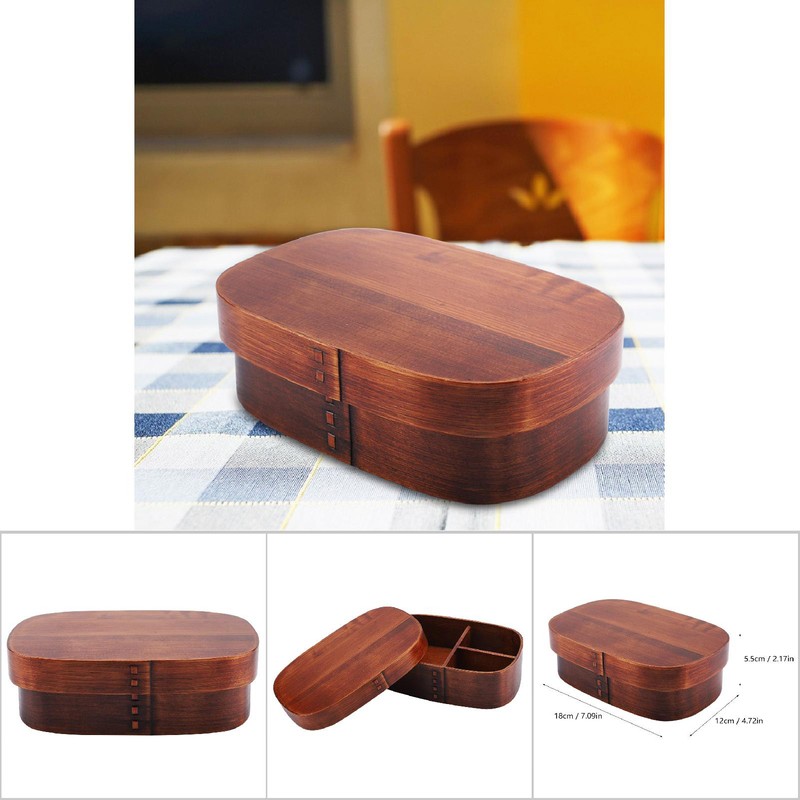 Vintage Natural Wooden Lunch Containers Box Wood Bento Boxes 18*12*5.5cm
