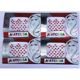 140+ Bindi Dots Diamond Crystal Fake Nose stud/Ear Stud Indian Crafts bindi stickers Indian Bindi for women Face Jewels Gold silver Multi tattoo Packet (Red/Maroon Crystal Stones - Size 3mm)