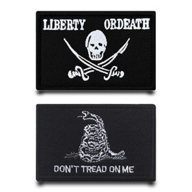 Liberty Or Death/Don't Tread On Me Funny Patch Removable Patches with Nylon Application Tactical Military Patch for Jacket Vest Embroidery Tapes Backpacks Clothing Bags Badge Pack of 2