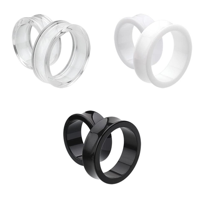 1 PAIR (2pcs) ACRYLIC TUNNELS Double Flare Gauges Solid Saddle