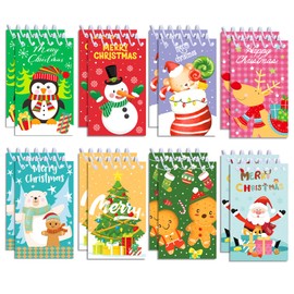 littkeef cliaet 8 Pcs Christmas Day Tall Spiral Memo Pad, 128 Sheets, Christmas Pocket Notebooks, 4x2.4 inches Small Spiral Memo Pads Pocket Notebook for Office School Memo Tactical Steno Pads