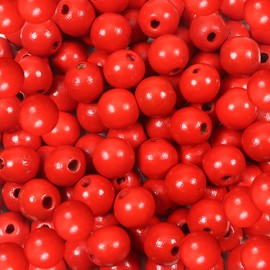 TOAOB 14 mm Pack of 100 Wooden Beads, Round Natural Red Wooden Beads, Crafts for DIY Handmade Decorations, Jewellery Crafts Making