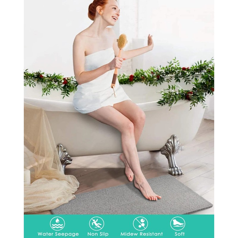 godehone Shower Mats Non Slip without Suction Cups, 15.7"× 36",