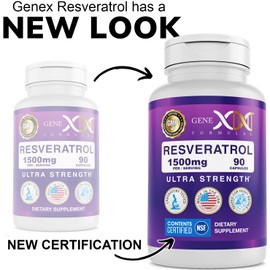 Genex Formulas 1500mg Resveratrol with BioPerine for Absorption (3 Pack) | Organic Trans-Resveratrol Capsules from Japanese Knotweed, Antioxidant Supplement for Healthy Aging