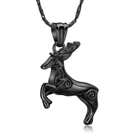 QGJNSGC Cremation Jewelry Viking Sika Deer Urn Necklace for Ashes for Men Ashes Keepsake Urn Jewelry for Human Ashes/Pet Ashes,Wolf Jewelry Gift