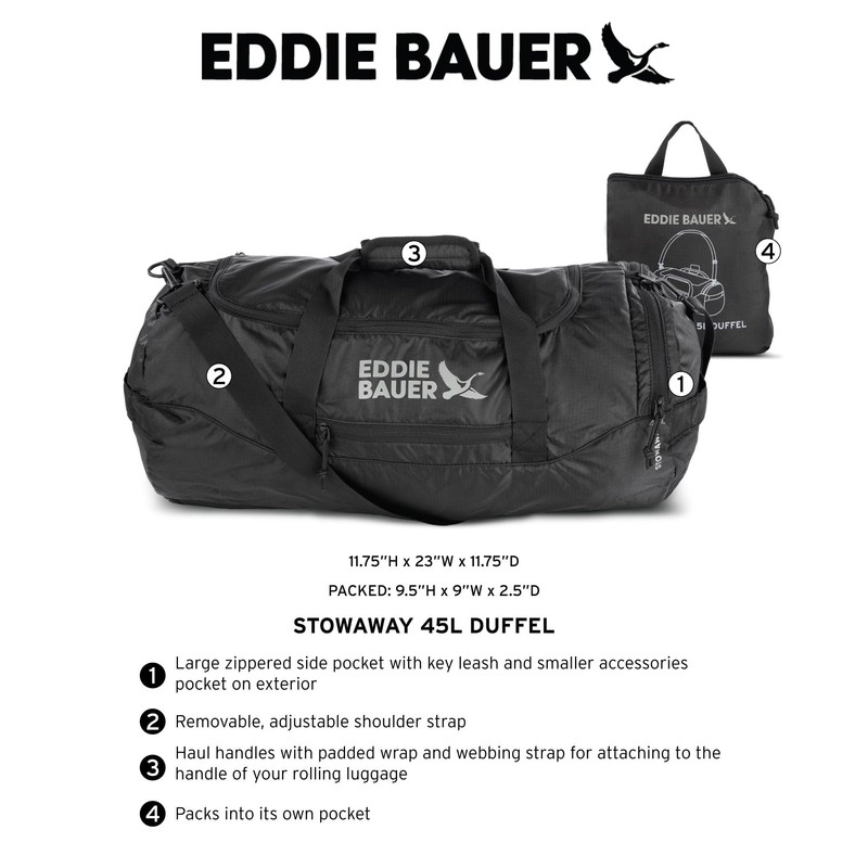 Eddie Bauer Stowaway Packable 45l Duffel Bag-Made from Ripstop Polyester,
