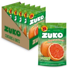 Zuko Grapefruit Powdered Drink Mix Family Pack, No Added Sugar Needed, 14.1 oz (Pack of 6)