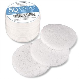 50 Esponjas Faciales Comprimidas, GAINWELL Esponjas Faciales de Celulosa Blanca, 100% Natural Esponjas Cosméticas de Spa para Limpieza Facial, Mascarilla Exfoliante