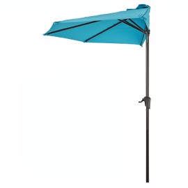 COBANA 9’ Half Round Patio Outdoor Umbrella with Crank for Deck, Balcony, Garden or Terrace Shade, Dark Red