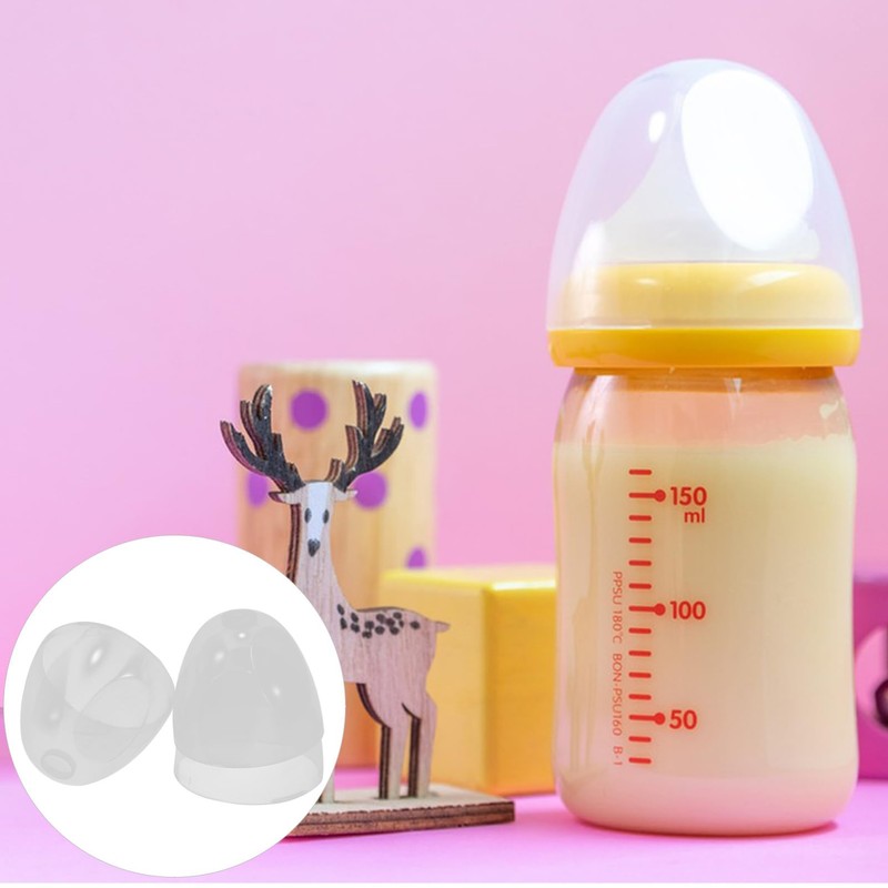 Kichvoe 3pcs Transparent Bottle Caps Replacement Feeding Bottle Lids Leak