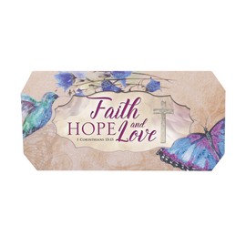 Cottage Garden Faith Hope and Love Butterfly and Bird Glitter Musical Box Plays Tune How Great Thou Art