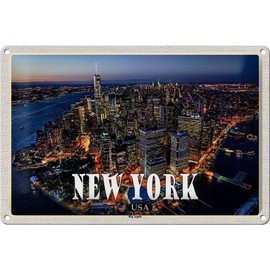 FEMER Tin Sign Travel 30 x 20 cm New York USA Big Apple High Rise Sign Tin Sign
