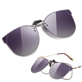 Wnddle Sunglasses Clip, Polarised Clip on Sunglasses, UV400 Sunglasses Clip, Polarised Clip-on Night Driving Glasses, Polarised Sunglasses, Flip Up Sunglasses, Clip Against Light, purple