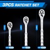 KOOPOOL 3-Piece Ratchet Set, 1/4", 3/8", 1/2" Drive Ratchet Wrench,