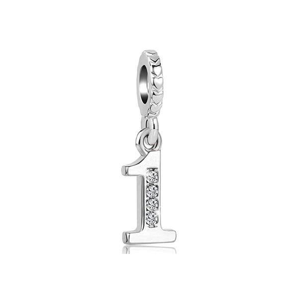 MiiFort Lucky Number 1 One 1st Charm for Bracelets Pendant