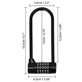 Long Shackle 5 Digit Combination Padlock - 15.5cm/6.1 Inches - Heavy Duty Outdoor Waterproof Lock with Resettable Code - Pad Lock for Bicycles, Gates, Mountain Bike, Gym, School, Shed & Lockers