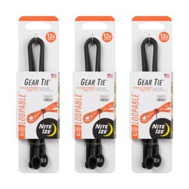 Nite Ize Gear Tie Loopable Twist Tie - Reusable & Flexible Twist Ties - Bendable Cable Ties for Gear & Cords - Loopable Ties for Secure Fastening - 12", Neon Yellow (3 Pack)