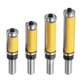 uxcell Flush Trim Router Bit Set 1/2 Inch Shank 3/4" Cutting Dia Carbide Tipped Top Bearing Router Bit Straight Template Router Bit for Woodworking Trimming, Yellow