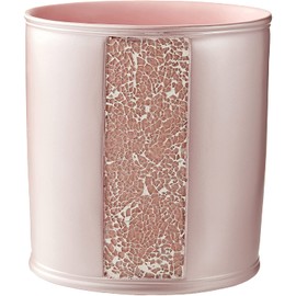 PowerSellerUSA Oval Acrylic Trash Can- Blush Small Wastebasket, Garbage Waste Bin for Bathrooms, Powder Rooms, Kitchens, Home Offices - (10 X 8 X 8 in., Blush)