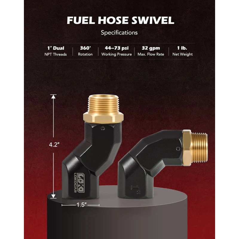 LokoCar 1"NPT Multi Plane 360 Rotating Fuel Pump Tank Hose